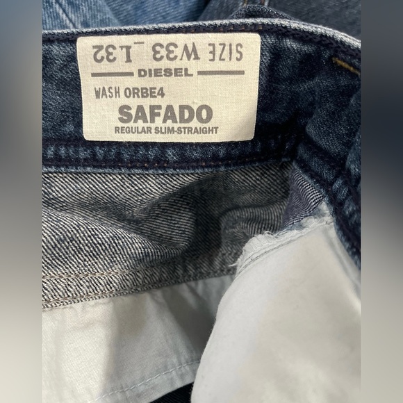 Diesel Men’s 33x32 Jeans Safado Regular Slim Straight Distressed Denim Blue - Picture 9 of 11